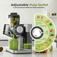thumbnail image 2 of Máquinas Exprimidoras, Exprimidor de Prensa en Frío con Pantalla Táctil, Presión Ajustable, Rendimiento de Jugo Del 99%, Rampa de Alimentación de 3.54'', Exprimidor de Masticación Lenta, Fácil de Lim, 2 of 10