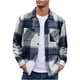 thumbnail image 1 of pstuiky camisas de manga larga para hombre, Camisa tipo cárdigan de manga larga con solapa y botones con estampado a cuadros informal para hombre. Tops de talla grande para hombre xxxxl, 1 of 4