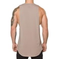 thumbnail image 4 of Men'S V-Neck Gym Bodybuilding Stringer Tank Top Workout Muscle Cut Shirt Fitness Sleeveless Vest Dri-Power Cotton Blend & Tanks, Moisture Wicking, Odor Protection Khaki M, 4 of 5