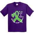 thumbnail image 3 of Inktastic Love and Care Mental Health Awareness Green Ribbon Youth T-Shirt, 3 of 5