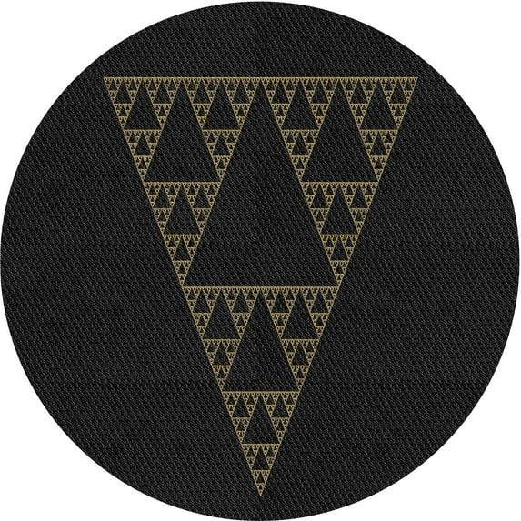 Ahgly Company Machine Washable Indoor Round Transitional Black Area Rugs, 3' Round