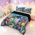 thumbnail image 2 of Homewish Cute Botanical Mushrooms Queen Comforter Set,Moon Stars Butterfly Comforter Sets Queen,Blue,Black Reversible,3 Pieces,1 Comforter and 2 Pillowcases, 2 of 7