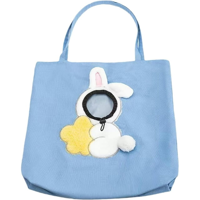Yazoeia Cats go Out to Pack Small Lions, Exposed Animals, Portable Canvas, Breathable Small Dog pet Backpack-Light Blue Background+Rabbit-Small (Within 8 kg) CJC912-127476