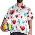 thumbnail image 4 of Valentine's Day Love ECG Men's Short Sleeve Beach Shirts, Casual Printed Button Down, Summer Unisex Spread Collar Tops, 4 of 6