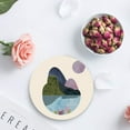 thumbnail image 4 of RYLABLUE Landscape Marble Texture Painting Set of 6 Round Coaster for Drinks, Absorbent Ceramic Stone Coasters Cup Mat with Cork Base for Home Kitchen Room Coffee Table Bar Decor, 4 of 5
