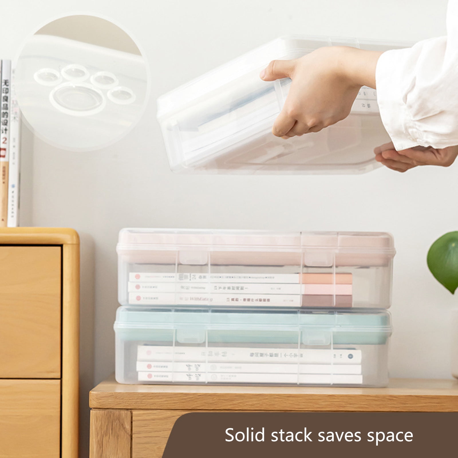 Clear Plastic Project Case Organiser Storage Box Stackable Storage Container for Stationery Scrapbooking Craft Supplies