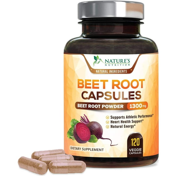 Nature's Nutrition Beet Root Capsules, 1300mg Per Serving, Organic