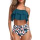 thumbnail image 1 of Tempt Me Trajes de baño de dos piezas para mujer, bikini de cintura alta, con volantes y control de barriga, trajes de baño halter, 1 of 4