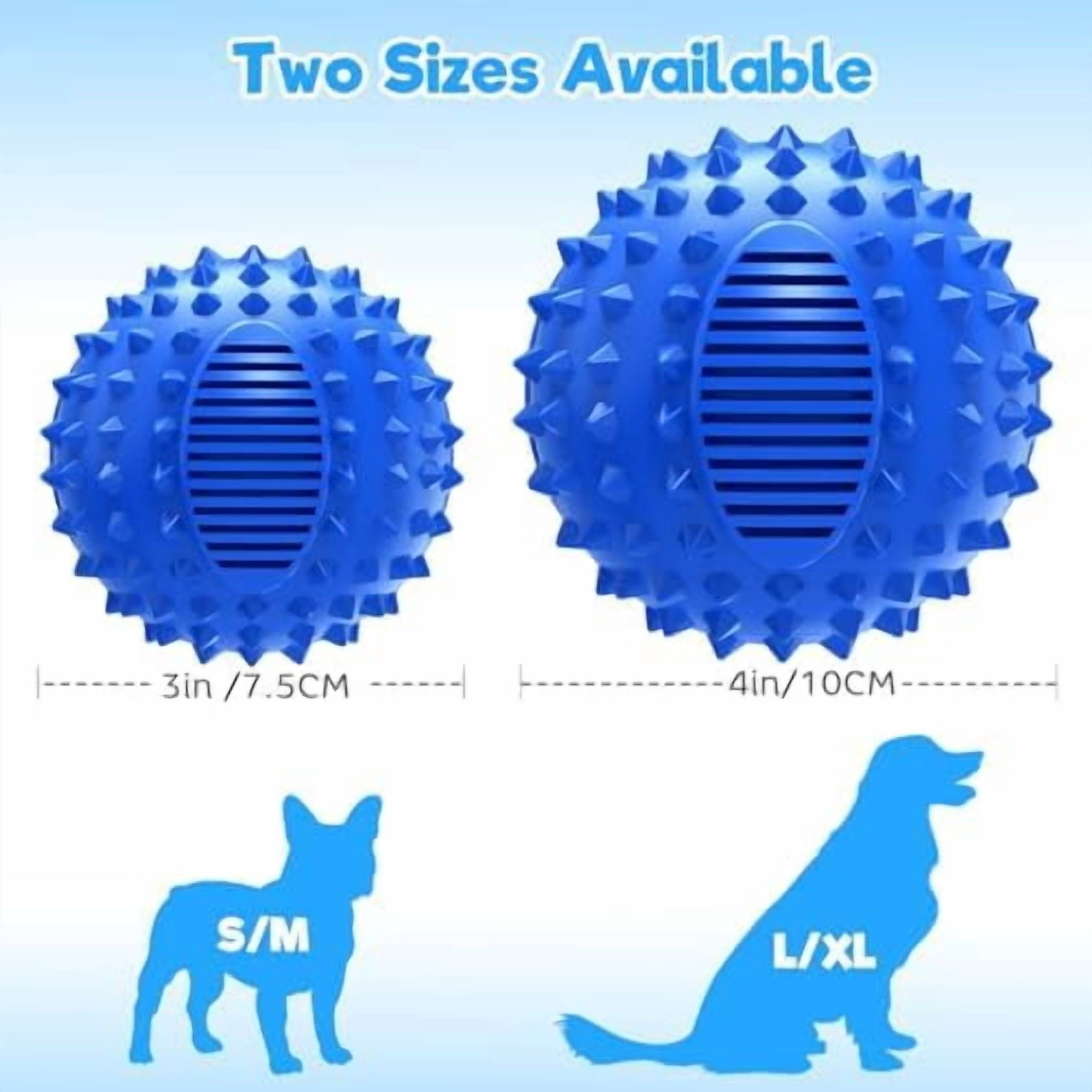 3" Squeaky Dog Balls for Aggressive Chewers, Durable Interactive Spiky Ball for Teething, Indestructible Rubber Dog Chew Toys, Tough Pet Toys for Small, Medium & Large Breeds Blue,3" (Small Dog)