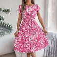 thumbnail image 2 of Vestido Corto de Verano Elegante Estampado Cintura Grande Doblado Plisado, Cuello en V de la Mitad de la Manga para el Uso Diario, de Primavera Y Casual, 2 of 5