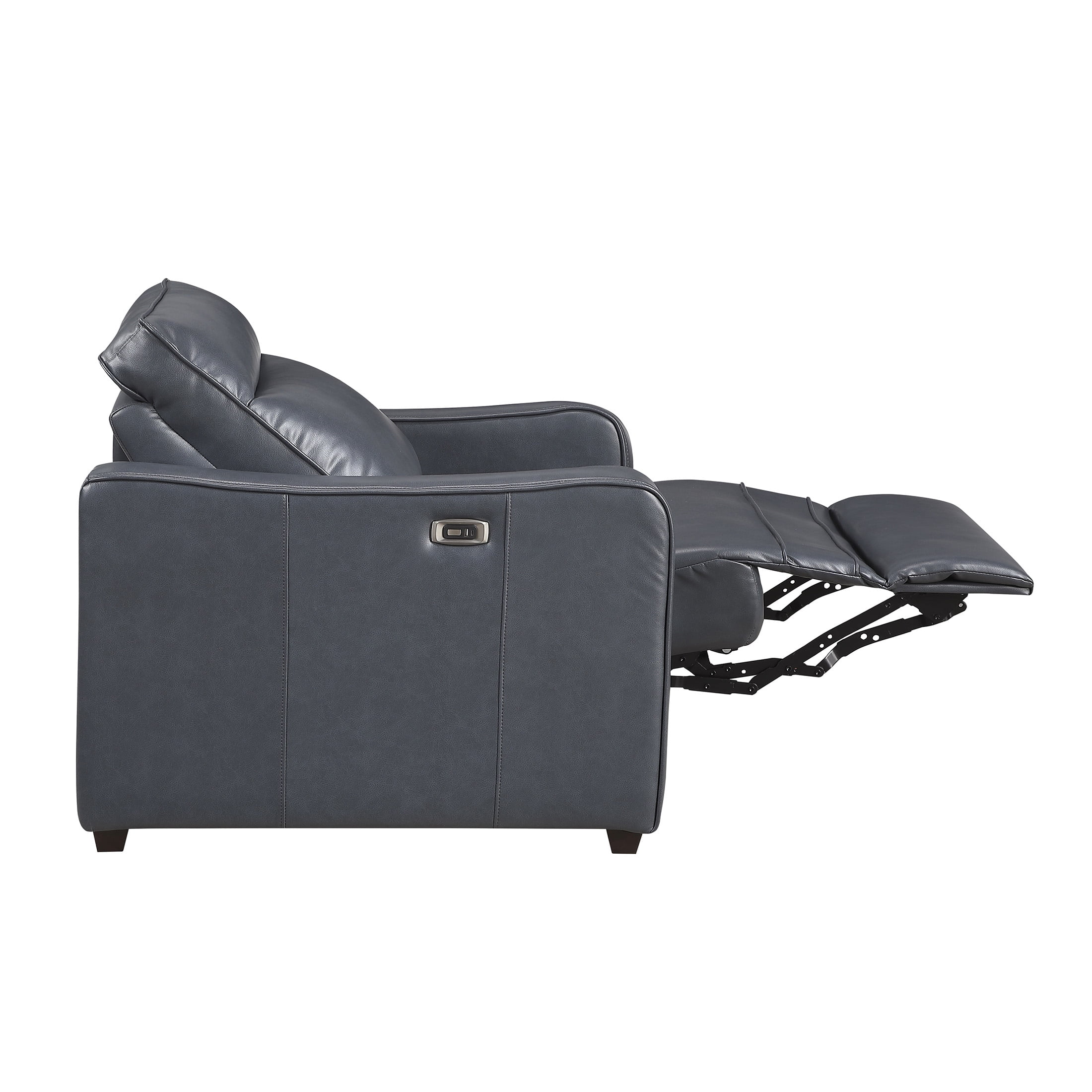 OakvillePark Ardena Faux Leather Power Reclining Chair with Curved Track Arms, Zero Wall Recliner, Navy