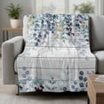 thumbnail image 2 of Blue Eucalyptus Leaves Blanket Soft Cozy Warm Twin Blanket for Bed, Plush Fuzzy Flannel Fleece Blankets for Sofa, Summer Botanical Wooden Weeping Throw Blankets for Couch, Gifts for Men, 60"x80", 2 of 9