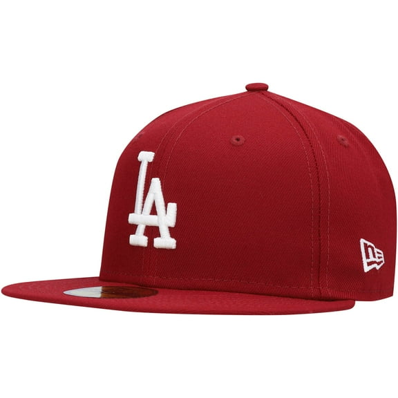 Men's New Era Cardinal Los Angeles Dodgers White Logo 59FIFTY Fitted Hat