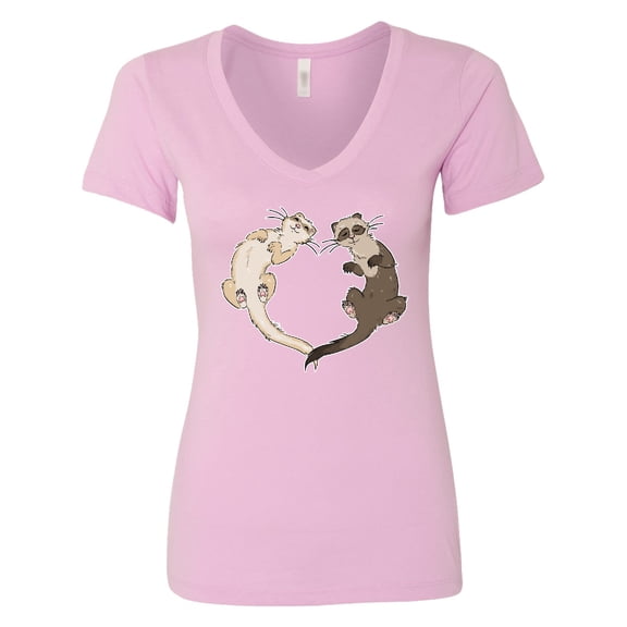 Inktastic Cute Ferret Heart Women's V-Neck T-Shirt