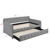 HMD Fulham Upholstered Twin Daybed with Trundle, Gray