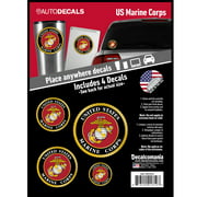 OFFICIALLY LICENSED U.S. MARINE CORPS DECALS - 4 Piece US Military Stickers For Truck or Car Windows, Phones, Tablets & Laptops Large Military Decals 1.75 to 4 Inches Car Decals Military Collection