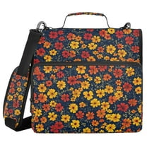 FORMRS Zipper Binder with Shoulder Strap 1.5-inch Ring 500 Sheet Capacity File Bag, Yellow Floral