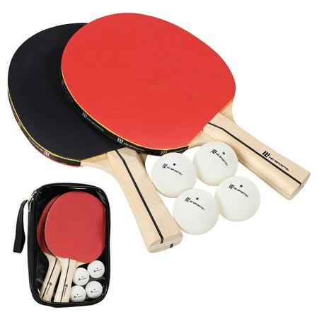 Ping Pong Paddle Set with Travel Bag, 2 Player Table Tennis Rackets and 4 Balls by MD Sports