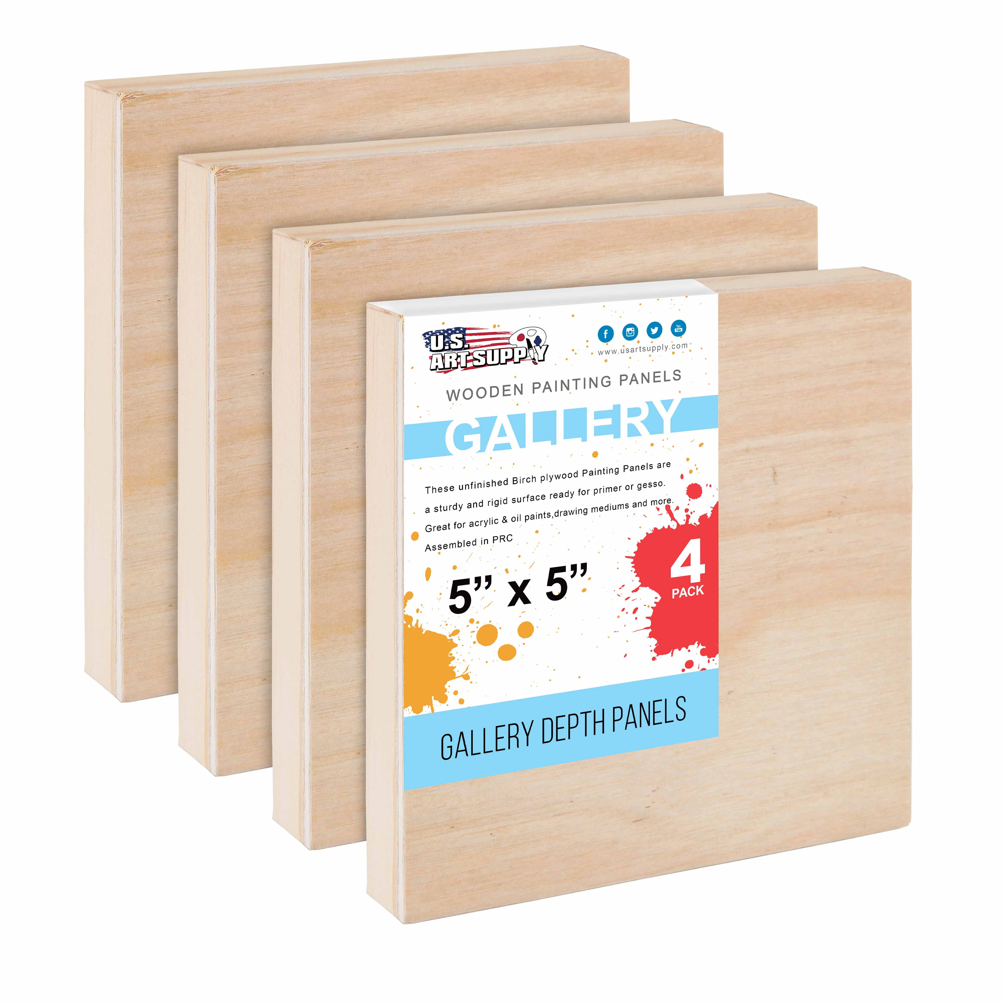 Daveliou 10x10 inch Wood Canvas Craft Supplies Used by Artists for Crafts Painting and Encaustic Art Wooden Painting Board 25 x 25 cm 5-Pack Birch Wood Cradle Panel Boards 