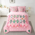 thumbnail image 2 of Manfei Girly Pink Christmas Bedding Comforter Set 7pcs for Girl, Santa Claus Nutcracker Queen Bedding Sets, Happy New Year Reversible Queen Sheet Sets, Super Cozy Room Decor, 2 of 7