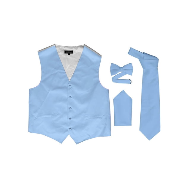 Omega Button Vest Formal 4 piece Dress Kit - Baby Blue - Medium