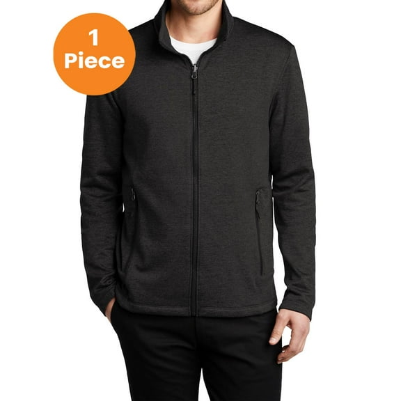 Port Authority F905 Collective Striated Fleece Jacket , Deep Black Heather, M, Mens Coats and Jackets