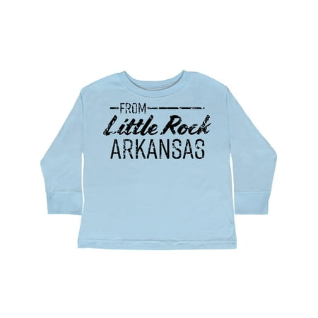 

Inktastic From Little Rock Arkansas in Black Distressed Text Gift Toddler Boy or Toddler Girl Long Sleeve T-Shirt