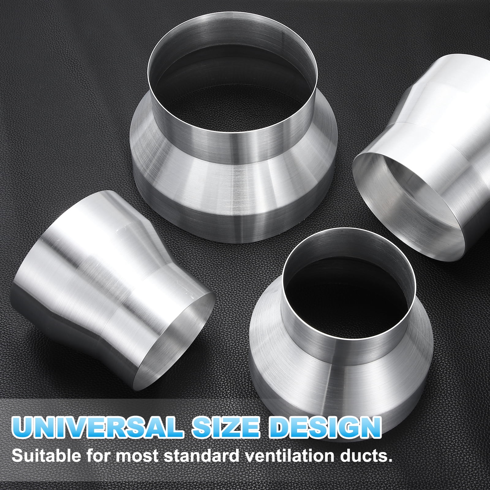 Uxcell 2 Pcs Duct Reducer (6'' to 4'') - Aluminum Alloy Air Ducting Reducer Increaser Round Metal Duct Adapter Inline HAVC Pipe Fitting for Exhaust Fan/Blower/Ventilation Systems, Silver