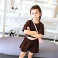 thumbnail image 3 of Hiijoy Toddler Girls Leopard Summer Clothes Set T Shirt & Shorts 2Pcs Outfits, Sizes 4-5T, 3 of 8