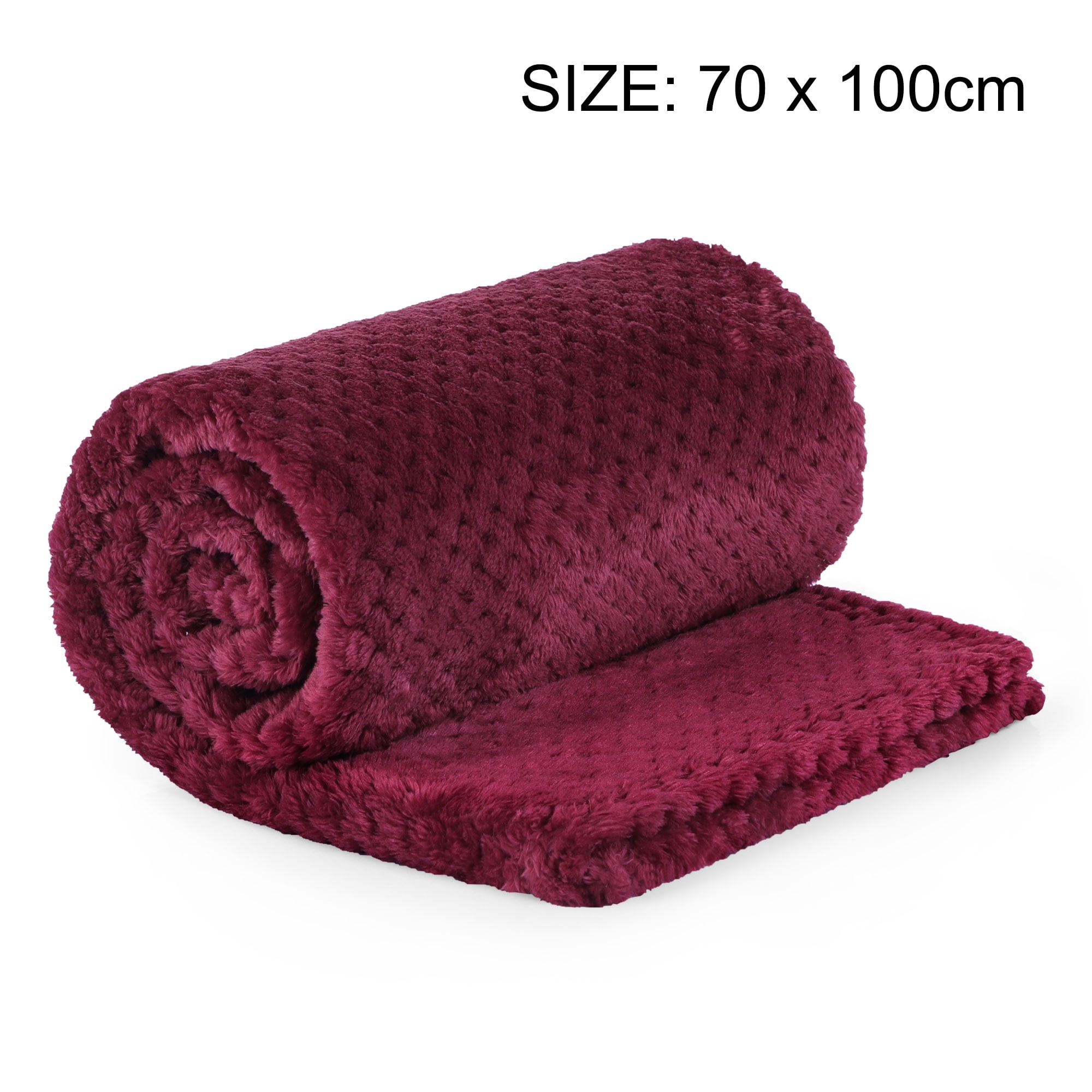Unique Bargains Soft Flannel Fleece Velvet Blanket Burgundy 30" x 40"