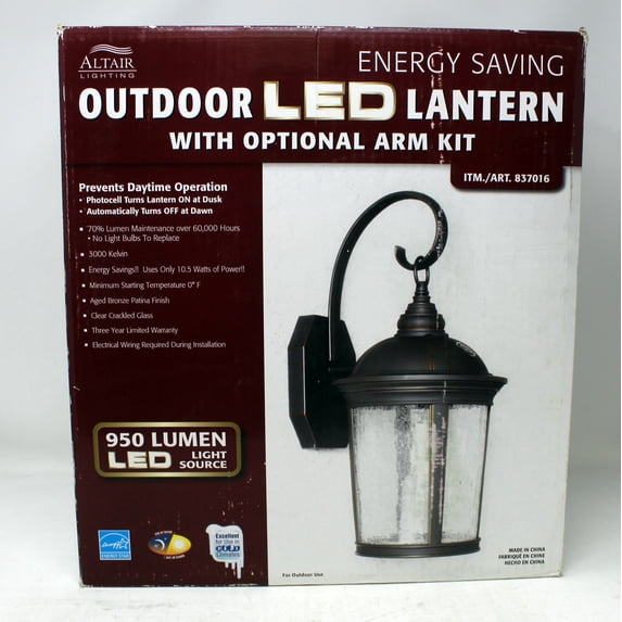 Altair Lighting Outdoor Energy Saving LED Lantern W/Optional Arm Kit