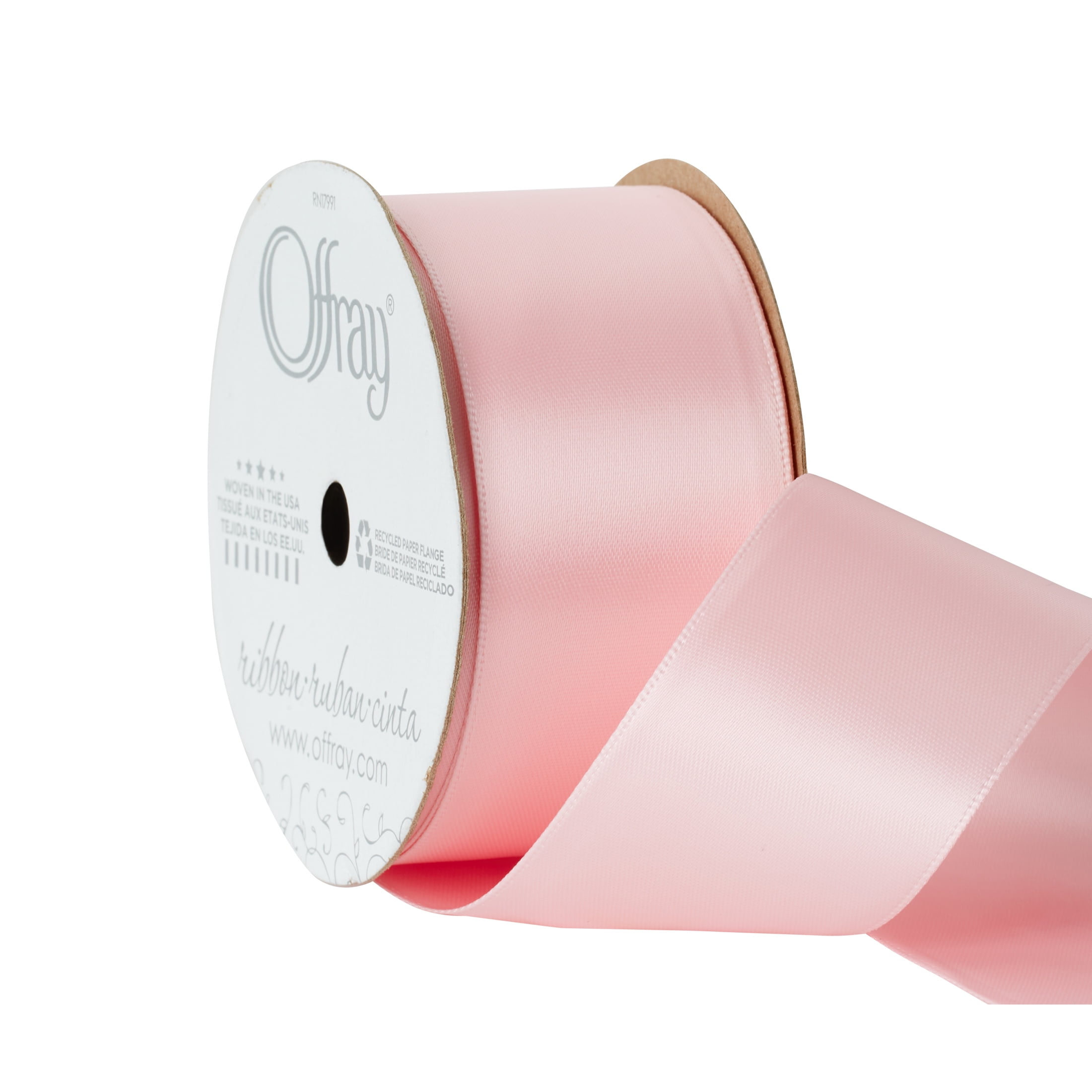 1/2 x 50 Yards Light Pink Double Faced Satin Ribbon,Solid Color High  Density Fabric Ribbon Rolls,Great for Gift Wrapping,Sewing,Crafts,DIY Bows  and