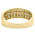 thumbnail image 4 of 14K Yellow Gold Round Diamond 3 Row Statement Wedding Band 8mm Pave Ring 1.37 CT, 4 of 5