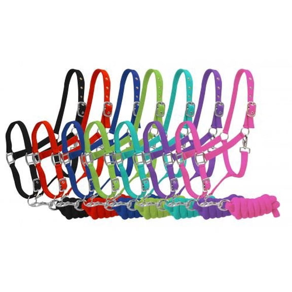 Adjustable 2-Ply Nylon Halter w/ 7' Lead (Black)