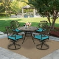 thumbnail image 7 of MEETWARM 5-Piece Outdoor Patio Dining Set, All-Weather Cast Aluminum Patio Conversation Set for Backyard Garden Deck with 4 Cushions Swivel Rocker Chairs and 35.4" Round Table, Ocean Blue, 7 of 7