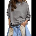 thumbnail image 1 of Sudadera con Capucha de Cuello Redondo y Forro Extragrande para Mujer, Lindas Camisetas de Larga, Ropa Preppy para Adolescentes (2025) Gris L, 1 of 8
