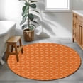 thumbnail image 4 of 3.3Ft Round Rug, Orange Morocco Non-Skid Rubber Backing Large Area Rugs - Living Room Bedroom Home Office, Geometric Leaf Diamond Lattice Abstract Indoor Floor Mat Carpets Washable Rug, 4 of 9