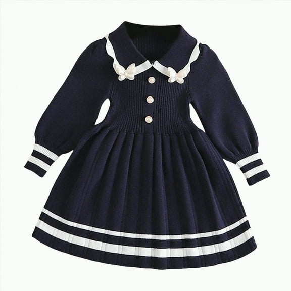 UAYOTSE Toddler Girls Sweater Dress Soft Warm Long Sleeve Knitted Dress for Fall Winter,Sizes 6-7 Years