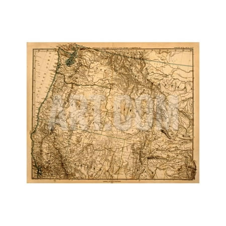 Old Map Of The Us Pacific Northwest Print Wall Art By