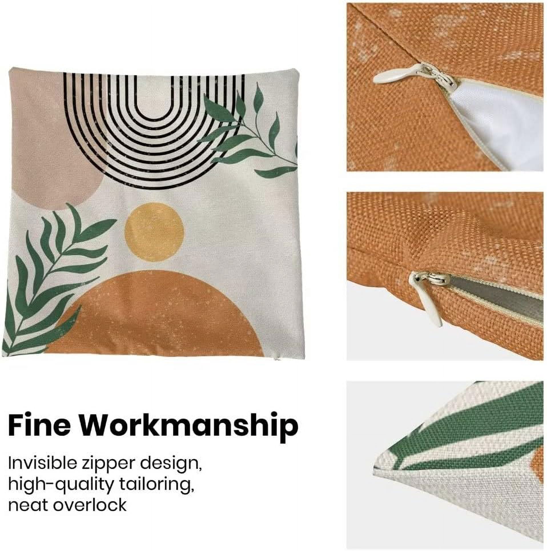 Boho Pillow Covers 18x18 Set of 2, Bohemian Mid Century Style Farmhouse Decorations Throw Pillow Covers Abstract Beige Art Outdoors Decorative Linen Cushion Case for Couch Sofa Home