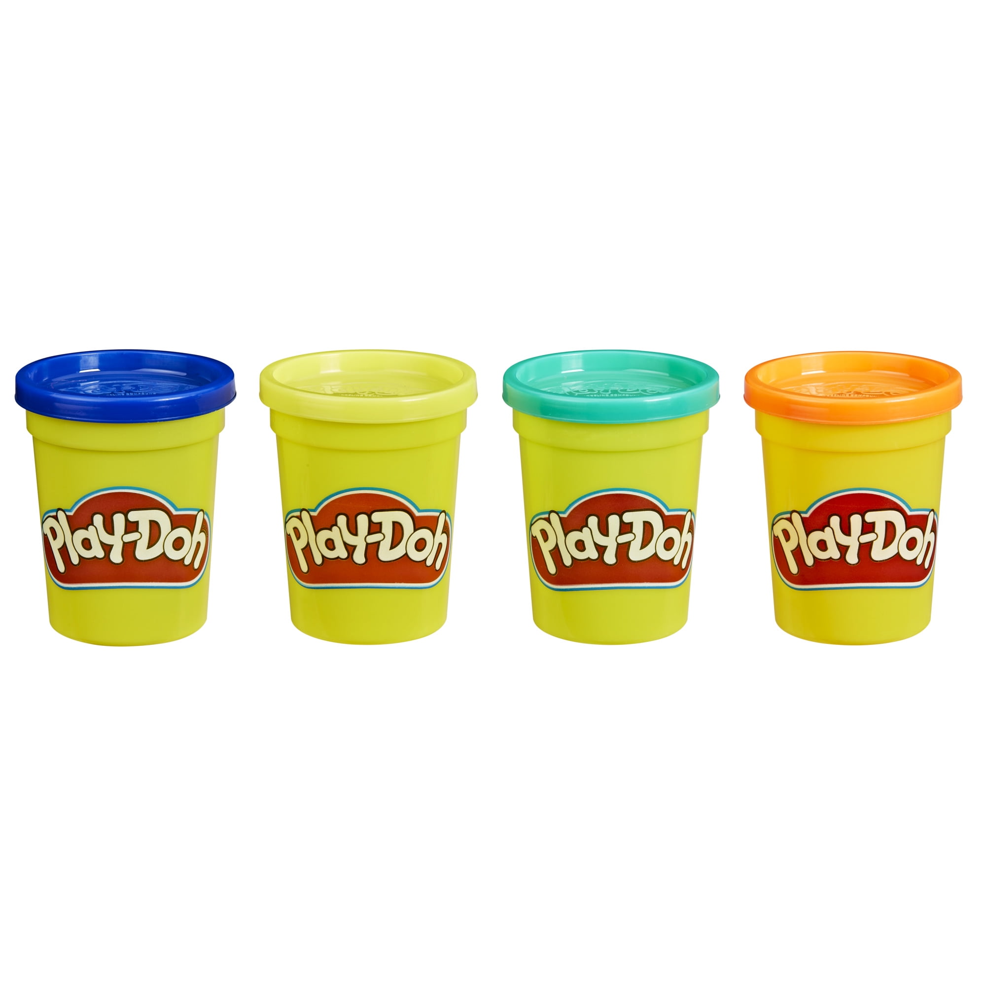 (4 pack) Play-Doh 4 Pack of Wild Non-Toxic Colors, 4-Ounce Cans (Dark Blue, Bright Green, Orange, Green), Classroom Supplies, Preschool Crafts