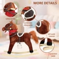 thumbnail image 4 of Tereitr Rocking Horse Toy for Kids, Plush Ride-On with Wooden Rockers & Interactive Sounds, Moving Mouth, Max Weight 50kg (110 lbs) (Dark Brown Middle), 4 of 10