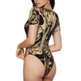 thumbnail image 2 of Bingfone Justaucorps à Col Rond pour Femmes Motif Floral Gothique Crâne, Manches Courtes à Boutons-Pression, Adapté pour Fête, Sports, Usage Quotidien - Grand, 2 of 7