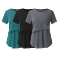 thumbnail image 2 of Vêtements de Grossesse Offres de l'Action de Grâce Liquidation Été Vêtements de Maternité pour Femmes Col Rond Manches Courtes Volants Pli Hauts de Grossesse, 2 of 5