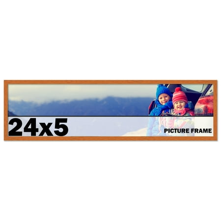 24x5 Frame Honey Pecan Brown Picture Frame - Modern Photo Frame Includes UV Acrylic Shatter Guard