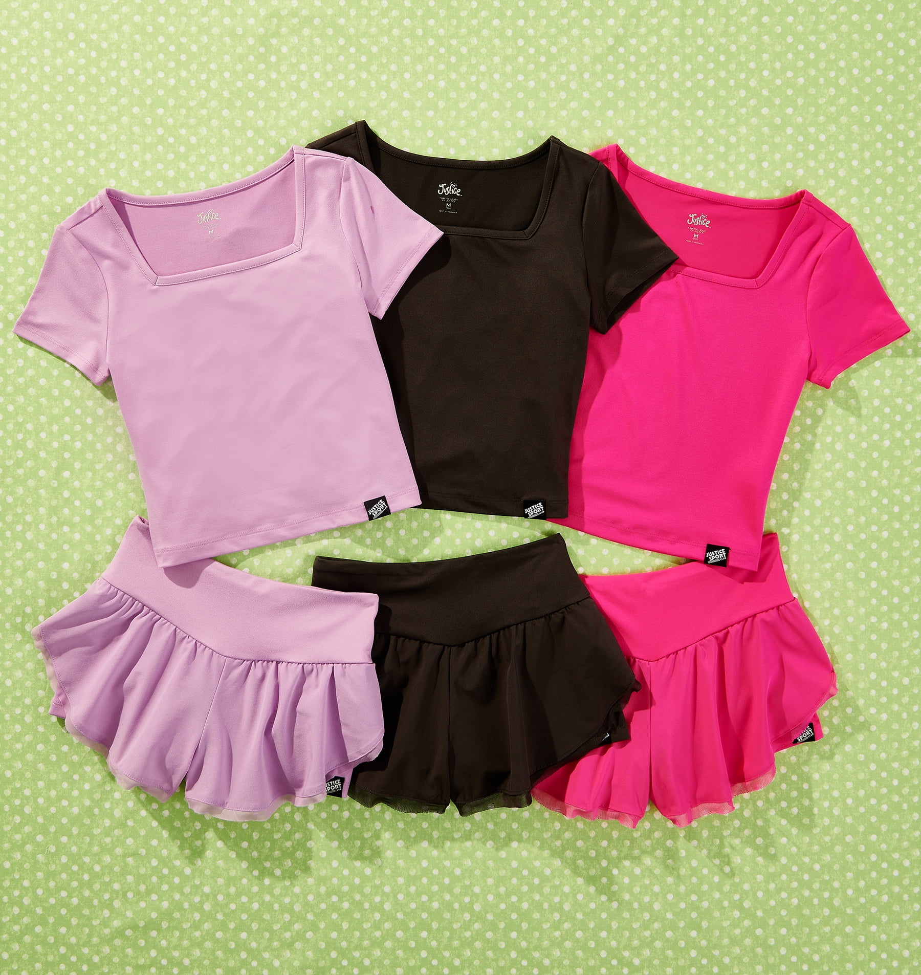 Justice Girls Mesh Hem Tulip Short Set, Sizes XS - XLP