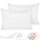thumbnail image 5 of Funda de almohada 2pcs Funda de almohada de satén de poliéster Ropa de cama Funda de almohada para dormir, Blanco, US-S, 20x26 Pulgadas Yuarrent HA003643-04, 5 of 7