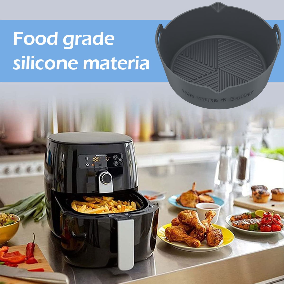 2Pcs Reusable Silicone Air Fryer Round Pot Basket Liner for Ninja Food –  GrillPartsReplacement - Online BBQ Parts Retailer