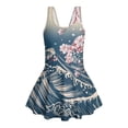 thumbnail image 4 of Xixirimido Sea Waves Cherry Blossom Print Girls Swimsuits One Piece Sleeveless Swimwear with Skirt Modest Bathing Suit with Built-in Shorts Beach Vacation Swim Dress, 3-4 Years, 4 of 7
