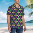 thumbnail image 3 of Honeii Mardi Gras Carnival3 Print Men’s Hawaiian Shirt,Classic Button-Down Short Sleeve Shirt, for Beach, Vacation, and Outdoor Activities,XX-Large, 3 of 7